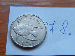 Bermuda 5 cents 1970 fish, bermuda blue angelfish, copper-nickel 78.