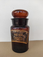 Antique doctor medicine pharmacy jar with glued paper inscription 5129