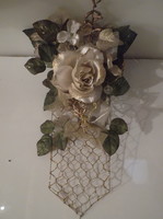Decoration - exclusive - 30 x 19 cm - metal - gold-plated - silk flower - German - exclusive - flawless