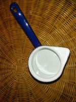 Blue enamel spout, milk warmer, 2dl enamel bowl
