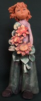 Dt/025 - ceramic artist Edina Katalin from Békés - adolescent boy with a large bouquet of flowers