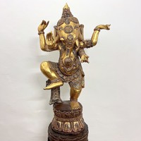 Gilded ganesha statue on platform - looking forward to your offer
