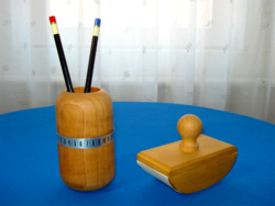 Retro, wooden tapper inkjet and wooden pen and pencil holder