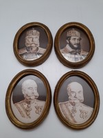 József Ferenc and Lajos Kossuth (?) Painted mini portraits 4 pcs