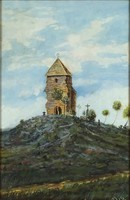 1H722 xx. Century Hungarian painter: kundomb with watchtower