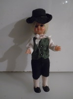 Baby - old - blinking - large - folk costume rubber doll, 14 x 4.5 cm - flawless