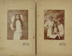 1I030 Antik gyermek testvér fotográfia 2 darab HEGEDÜS V. UTODA SZENTES