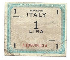 1 líra 1943 "F" nélkül Olaszország