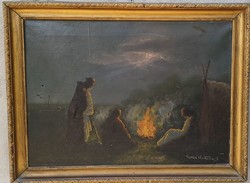 Alexander Wertheimer of Vasvár: by the fire. Oil on canvas.