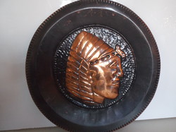 Plate - copper - 36 cm - embossed - Austrian - wall plate - flawless