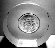Canadian silver 50 cent plexiglass