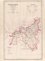 Szabolcs megye közigazgatási térkép 1880, Hátsek Ignácz, Magyarország, járás, Rautmann, Posner