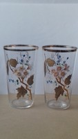 Enamel painted floral glass cup 2pcs
