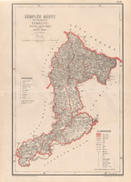 Zemplén megye közigazgatási térkép 1880, Hátsek Ignácz, Magyarország, járás, Posner, Rautmann