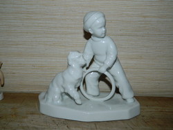 Boy with a hoop with a glaze from Zsolnay