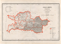 Arad megye közigazgatási térkép 1880, Hátsek Ignácz, Magyarország, járás, Rautmann, Posner