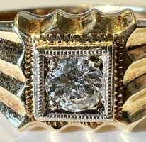 Férfi Briliáns (0,25 Ct) Arany (6,1 gramm) gyűrű. Modern Hófehér Víztiszta kővel!