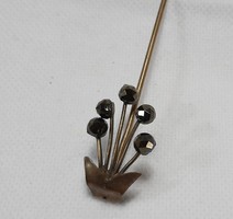 Vintage fekete csiszolt üvegköves virág kalap vagy hajtű