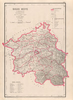 Bihar megye közigazgatási térkép 1880, Hátsek Ignácz, Magyarország, járás, Rautmann, Posner