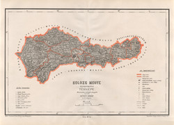 Kolozs megye közigazgatási térkép 1880, Hátsek Ignácz, Magyarország, járás, Rautmann, Posner