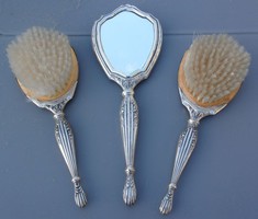 Silver (800) comb, toilet set, 2 brushes and mirror