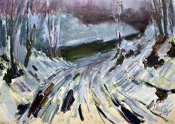 István Tóvári tóth (1909 - 2004) winter landscape on the border of győr