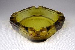 1I172 old thick-walled amber glass ashtray