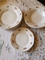 Plate of Zolnay porcelain soup on a flat plate with 10 floral patterns