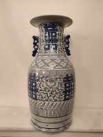 Antik kínai porcelán nagy kék esküvői jókívánság váza 946 5300
