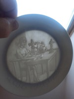 Fehér Herendi porcelán litofán fali dísz tányér