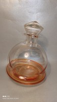 Ünnepekre egyedi kézműves kiöntő gömbölyű talp peremes dekantáló üveg palack dugóval  ár/ darabár