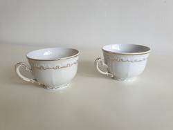Régi 2 db Zsolnay porcelán vintage nagy méretű fehér kávés teás csésze
