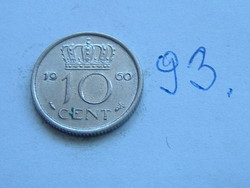 Netherlands 10 cent 1960 nickel, queen juliana, hal 93.