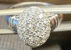 1 Forintról! Arany (6,1 gr) Briliáns gyűrű kb. 0,8 Ct Hófehér Modern kövekkel, Magyar fémjellel!