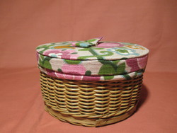 Nice wicker, lined sewing box, basket