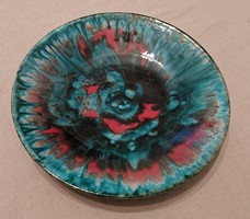 Retro iparművészeti tál, tányér, jelzett Lux Elek, 21 cm