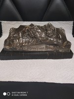 Antique silver-plated original bronze relief (xaver imfeld) 1: 100000 eiger, mönch, jungfrau