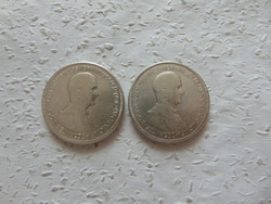 2 Pieces of horthy silver 5 pengő 1930 lot!
