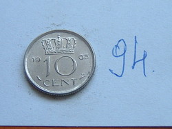 Netherlands 10 cent 1963 nickel, queen juliana, hal 94.