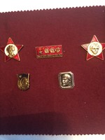 4 Lenin badges +1 Marx - GDR pioneer