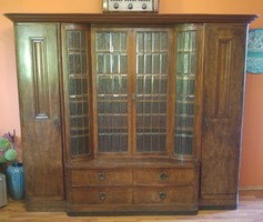 For sale is a 1900-20 art deco style book-living room cabinet with polished crystal glass.