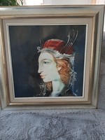 Szász Endre 45x45 cm olaj festmény Garancia levéllel eladó! Címe: Turbános hölgy