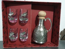 Sts artina tin brandy set with hunting motif
