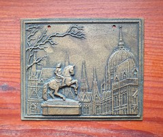 Bronz plakett, II.Rákóczi Ferenc lovas szobor, Budapest, Kossuth Lajos tér
