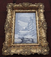 Antique gilded blondel frame with mountains - tapestry tipoen tapestry - needle tapestry
