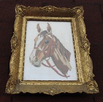Antique gilded blondel frame horse portrait tapestry tipo tapestry - needle tapestry