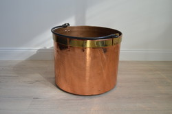 Large antique French copper cauldron, copper cauldron, pot