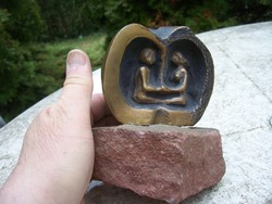 Ádám és Éva az almában - modern bronz szobor CZS szignóval