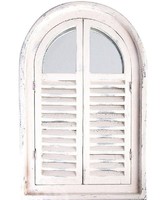 Half price for all products 08. 10-Ig / white-beige wood antique opening shutter mirror.