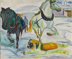 Edward munch - horses with dog - reprint